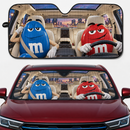 Funny M&M Chocolate Blue Red Driving Custom Car Windshield Sunshades