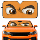 Orange Challenging Cartoon Eyes Custom Car Windshield Sunshades