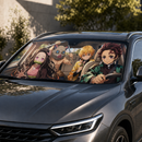 Tanjiro Nezuko Zenitsu Inosuke Demon Slayer Anime Driving Custom Car Windshield Sunshades