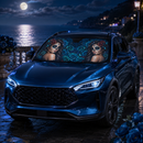 Calavera Girl Blue Custom Car Windshield Sunshades