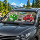 Funny M&M Chocolate Green Red Driving Custom Car Windshield Sunshades