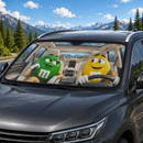 Funny M&M Chocolate Green Yellow Driving Custom Car Windshield Sunshades