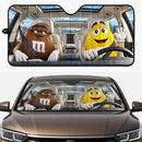 Funny M&M Chocolate Brown Yellow Driving Custom Car Windshield Sunshades