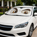White Challenging Cartoon Eyes Custom Car Windshield Sunshades