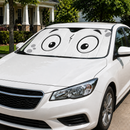 White Slight Surprised Cartoon Eyes Custom Car Windshield Sunshades