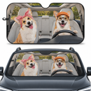 Corgi Family Car Windshield Auto Sun Shade Windshield Accessories Decor Gift