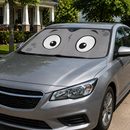 Grey Slight Surprised Cartoon Eyes Custom Car Windshield Sunshades