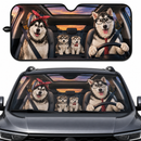 Husky Family Dog Driver Custom Car Windshield Sunshades
