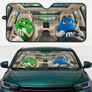 Funny M&M Chocolate Green Blue Driving Custom Car Windshield Sunshades