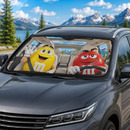 Funny M&M Chocolate Yellow Red Driving Custom Car Windshield Sunshades