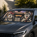 Husky Family Dog Driver Custom Car Windshield Sunshades