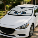 White Angry Eyes Custom Car Windshield Sunshades
