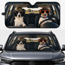 Funny Dog Couple Driving Custom Car Windshield Sunshades
