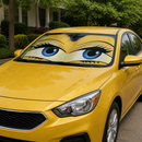 Funny Girly Yellow Eyes Custom Car Windshield Sunshades