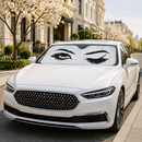Cartoon Eyelash Lady Black Custom Car Windshield Sunshades