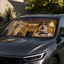 Funny Dog And Cat Driving Custom Car Windshield Sunshades