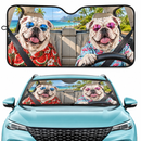 Summer Bulldog Cute Custom Car Windshield Sunshades