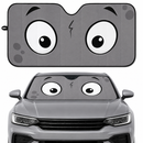 Grey Slight Surprised Cartoon Eyes Custom Car Windshield Sunshades