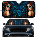 Calavera Girl Blue Custom Car Windshield Sunshades