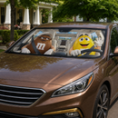 Funny M&M Chocolate Brown Yellow Driving Custom Car Windshield Sunshades