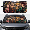 Kimetsu No Yaiba Tanjiro Nezuko Zenitsu And Inosuke Driving Custom Car Windshield Sunshades