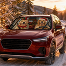 Santa And Elf Golden Retriever Custom Car Windshield Sunshades