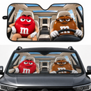 Funny M&M Chocolate Red Brown Driving Custom Car Windshield Sunshades