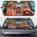 Funny Flamingo Couple Car Auto Sunshades