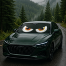 Cartoon Funny Eyes Yellow Custom Car Windshield Sunshades