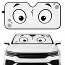White Slight Surprised Cartoon Eyes Custom Car Windshield Sunshades