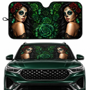 Calavera Girl Green Custom Car Windshield Sunshades