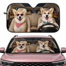 Love Corgi Dogs In Car Custom Car Windshield Sunshades