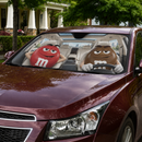 Funny M&M Chocolate Red Brown Driving Custom Car Windshield Sunshades