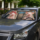 Cute Pig Driving Custom Car Windshield Sunshades Windshield Accessories Decor Gift