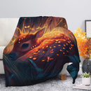 Fawn Bedded Down In The Grass Safe And Cozy Fireflies Moonlight Premium Blanket