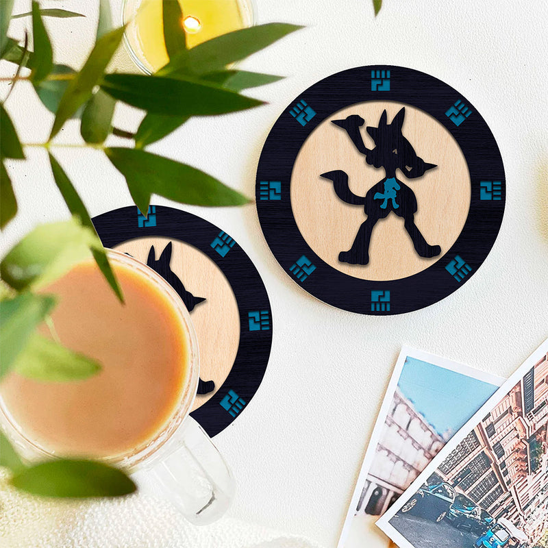 Lucario Evolution Pokemon Mockup Ceramic Decor Coaster - Gift Idea