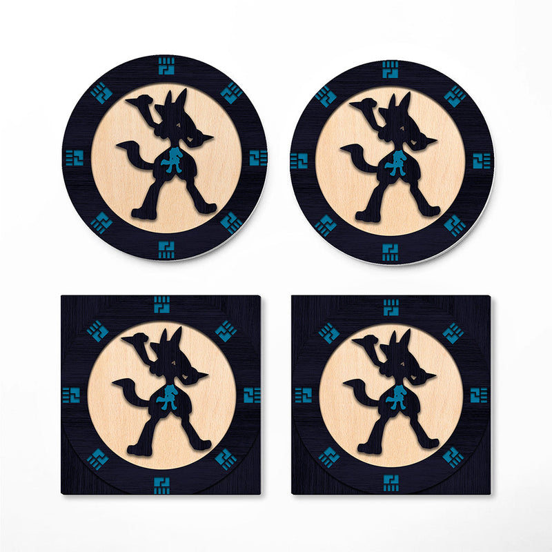 Lucario Evolution Pokemon Mockup Ceramic Decor Coaster - Gift Idea