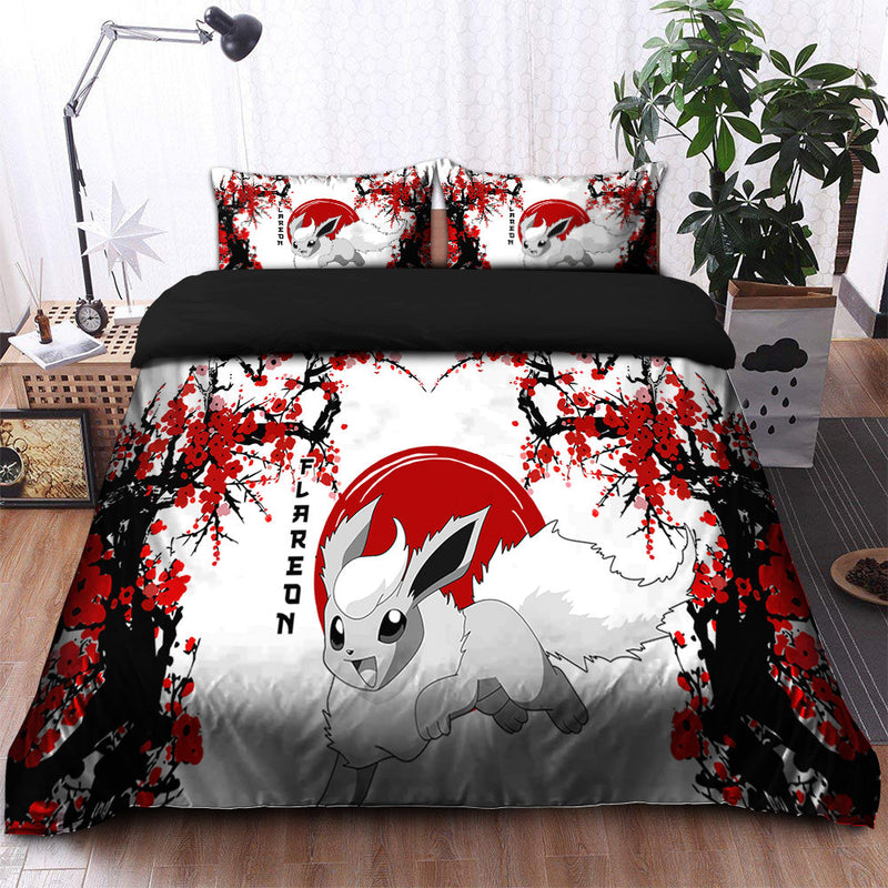 Flareon Pokemon Japan Style Bedding Set Duvet Cover And 2 Pillowcases