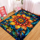 Flower Mandala Stained Glass Rectangular Area Rug