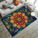 Flower Mandala Stained Glass Rectangular Area Rug