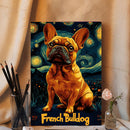 French Bull Dog In Pop Art Style Featuring Starry Night - Living Room - Canvas Wall Art - Print - Wall Decor