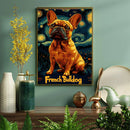 French Bull Dog In Pop Art Style Featuring Starry Night - Living Room - Canvas Wall Art - Print - Wall Decor