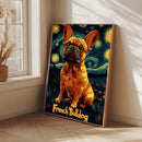 French Bull Dog In Pop Art Style Featuring Starry Night - Living Room - Canvas Wall Art - Print - Wall Decor