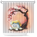 Poliwhirl Pokemon Cherry Blossom Japan Shower Curtain