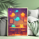 Cat Bar Watercolor - Living Room - Canvas Wall Art - Print - Wall Decor
