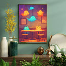 Cat Bar Watercolor - Living Room - Canvas Wall Art - Print - Wall Decor