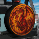 Red Fire Dragon Stained Glass Jeep Car Spare Tire Cover