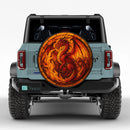 Red Fire Dragon Stained Glass Jeep Car Spare Tire Cover