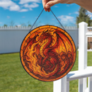 Red Fire Dragon Stained Glass Suncatcher