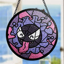 Gastly Pokemon Round Stained Glass Suncatcher